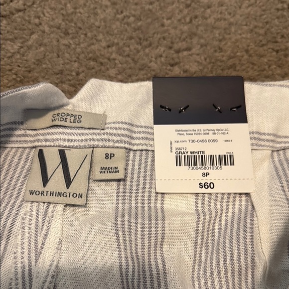 Worthington Gray and White Linen Striped Wide Leg Pants - Picture 2 of 4